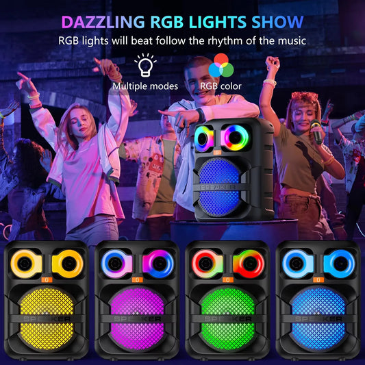Jyx Karaoke Speaker with Microphones and LED Party Lights