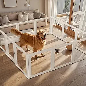 Citylife Dog Playpen with Door Clear Pet Playpen for Indoor Outdoor Easy to Install and Remove Puppy Playpen for Dogs Cats Bun