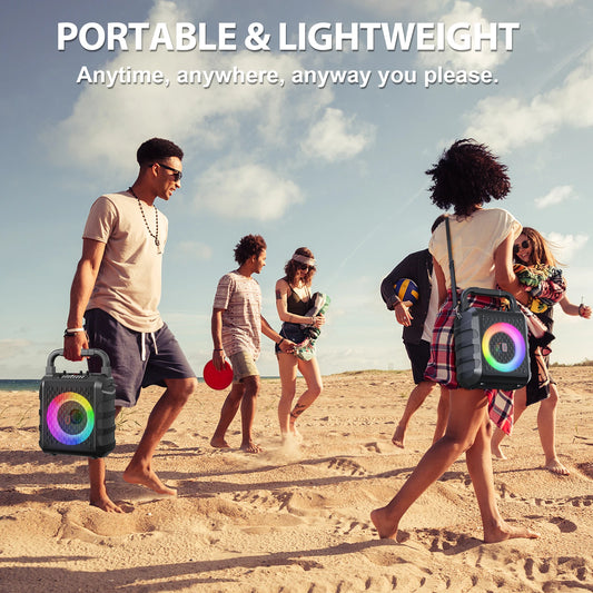 Bluetooth Karaoke Machine with Wireless Microphones and LED Light