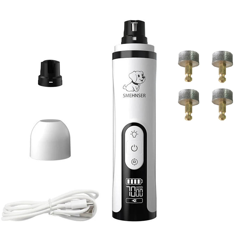 USB Rechargeable Pet Nail Grinder with LCD Screen and LED Light