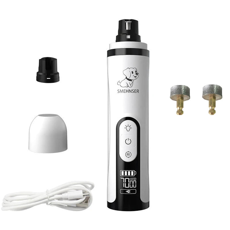 USB Rechargeable Pet Nail Grinder with LCD Screen and LED Light