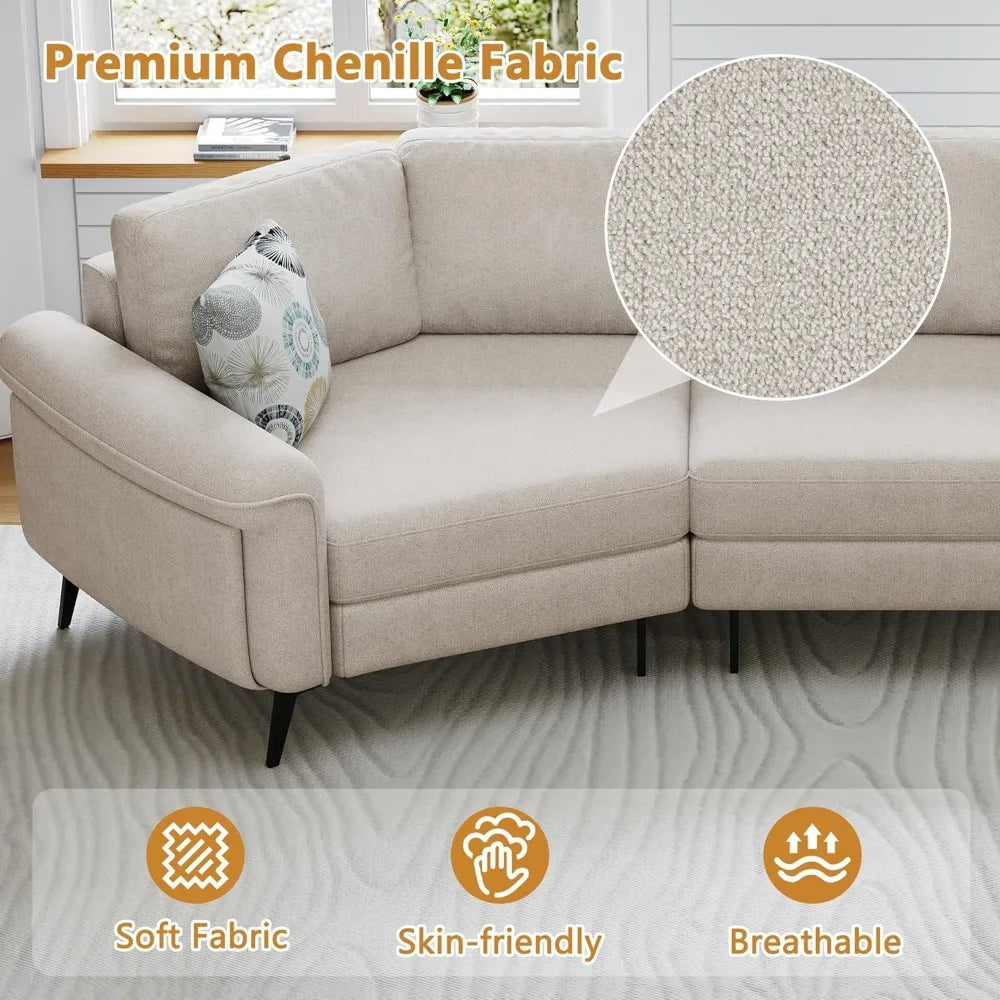 Modern Upholstered 3 Seater Sofa with Printed Pillows