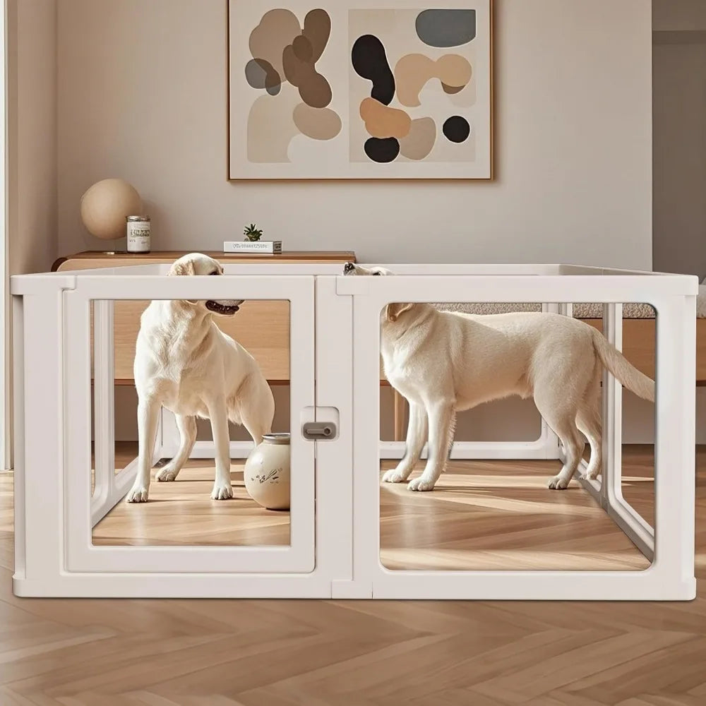 Citylife Dog Playpen with Door Clear Pet Playpen for Indoor Outdoor Easy to Install and Remove Puppy Playpen for Dogs Cats Bun