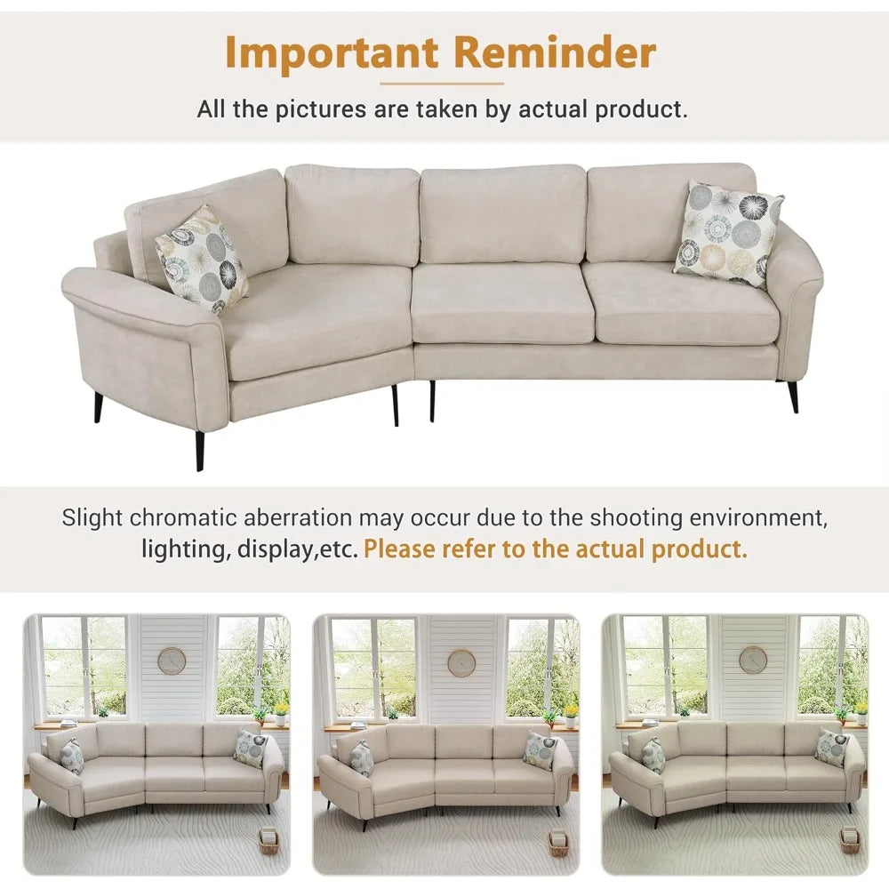 Modern Upholstered 3 Seater Sofa with Printed Pillows