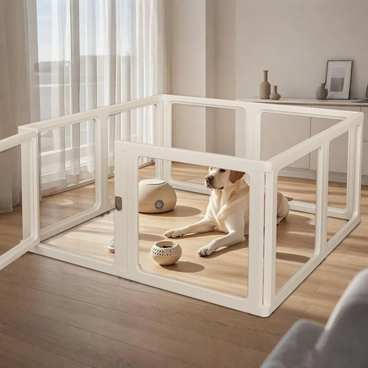 Citylife Dog Playpen with Door Clear Pet Playpen for Indoor Outdoor Easy to Install and Remove Puppy Playpen for Dogs Cats Bun