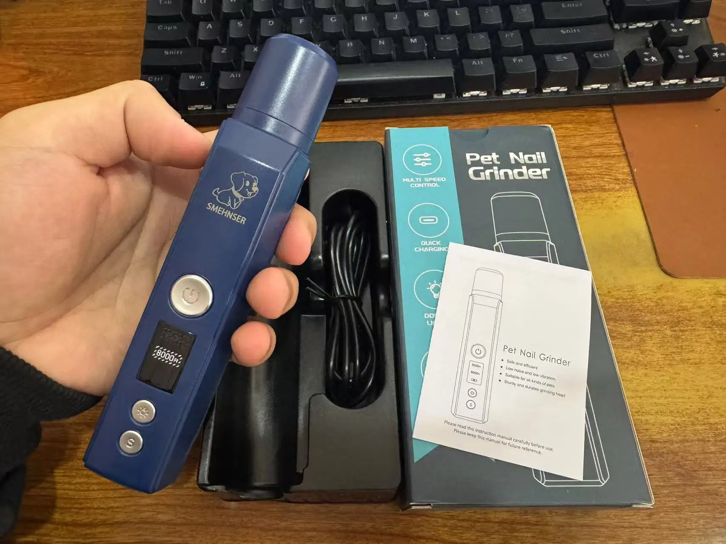 Electric LED Dog Nail Grinder Painless Grooming Tool