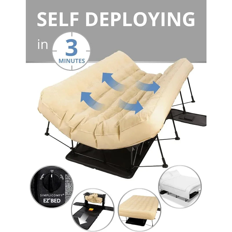 Comfy Queen EZ Bed Self-Inflating Air Mattress with Built-in Frame Pump and Wheeled Case