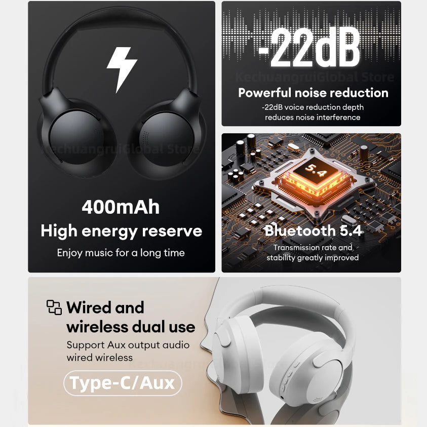 Lenovo Th46 Wireless Bluetooth 5.4 Headphones Scalable ANC Earbuds 400mAh Battery