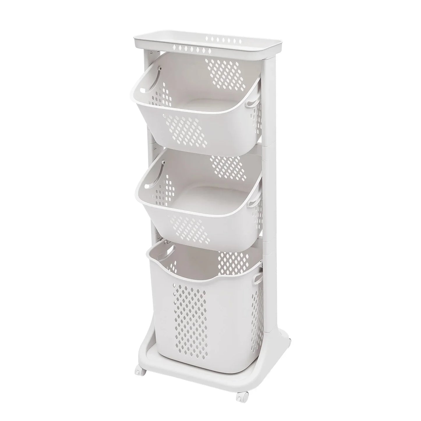 Three-Layer Rolling Laundry Basket for Efficient Home Organization