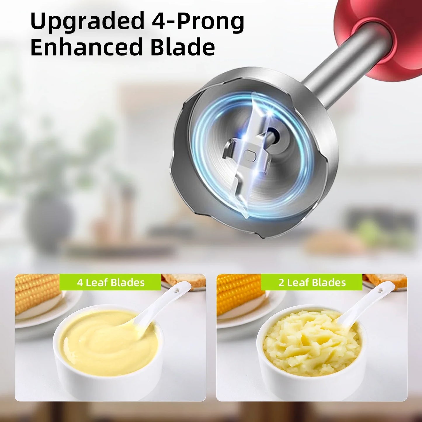 Handheld Kitchen Blender 5-in-1 1000W 12-Speed Multi-Purpose Stick Blender for Food Soups Purees and Cakes