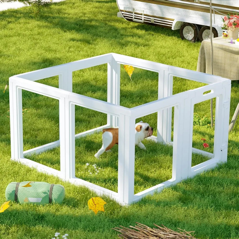 Citylife Dog Playpen with Door Clear Pet Playpen for Indoor Outdoor Easy to Install and Remove Puppy Playpen for Dogs Cats Bun