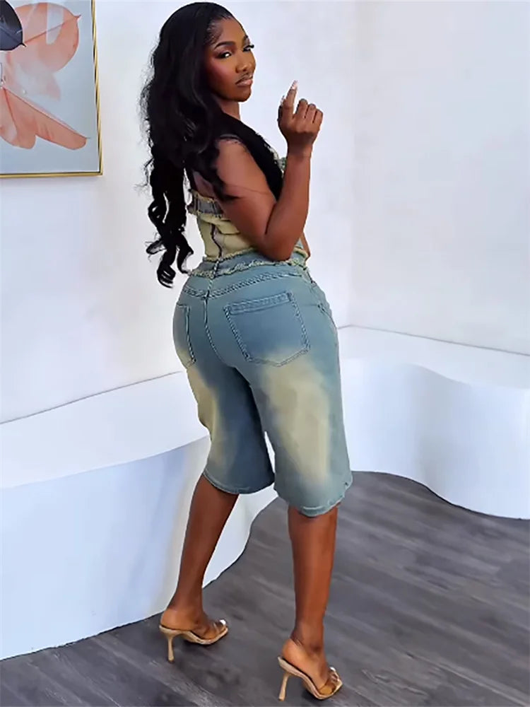 Weird Puss Cowboy Vintage Two Piece Set Backless Tube Tops