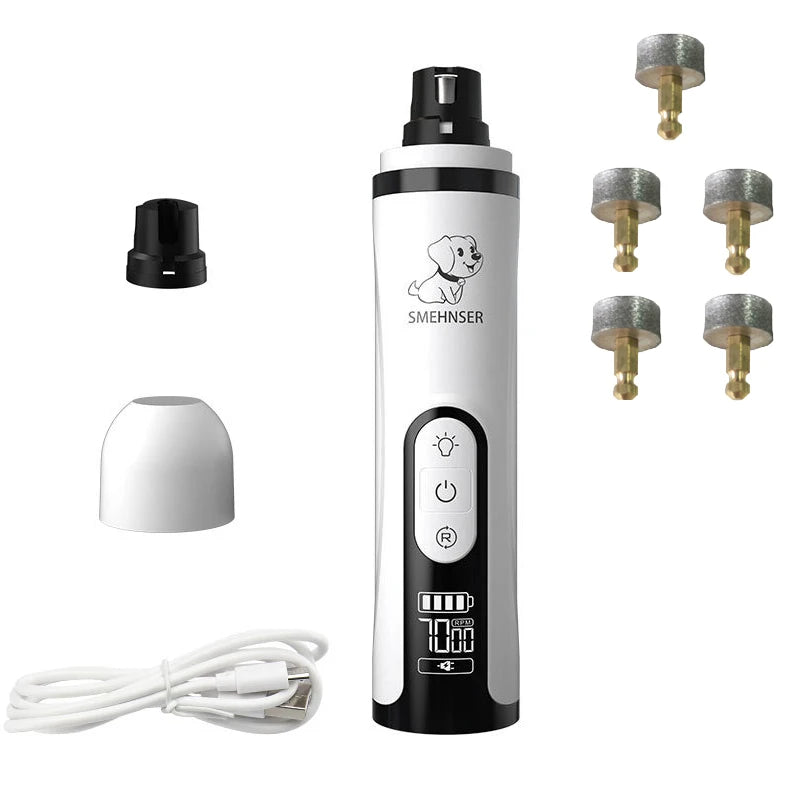 USB Rechargeable Pet Nail Grinder with LCD Screen and LED Light