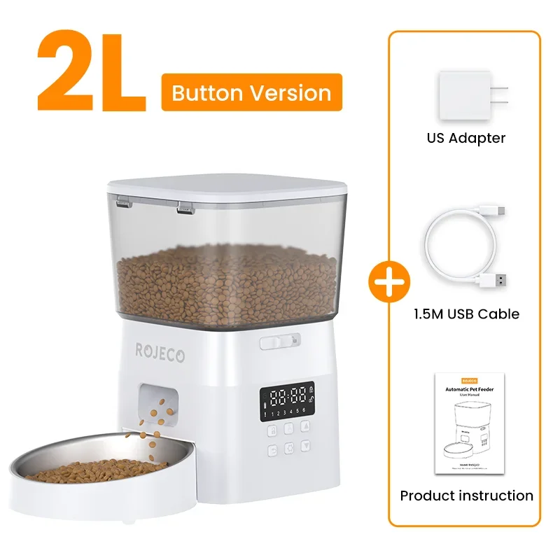 ROJECO Automatic Pet Feeder Smart Dispenser for Cats and Dogs