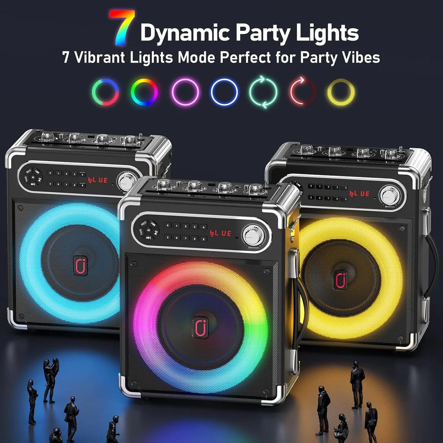 Wireless Bluetooth Karaoke System with Microphones and FM Radio