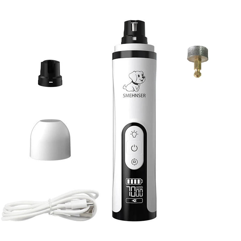 USB Rechargeable Pet Nail Grinder with LCD Screen and LED Light