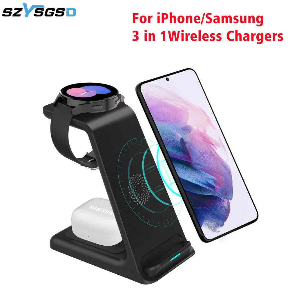 Fast Wireless Charging Station for iPhone Samsung Galaxy Watch