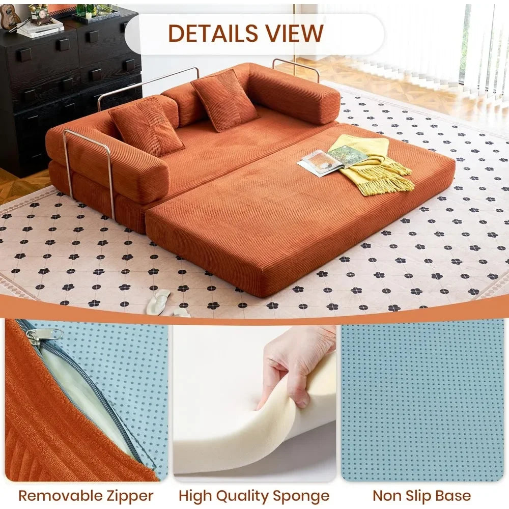 Convertible Compression Sofa Bed with Pillow Back Support