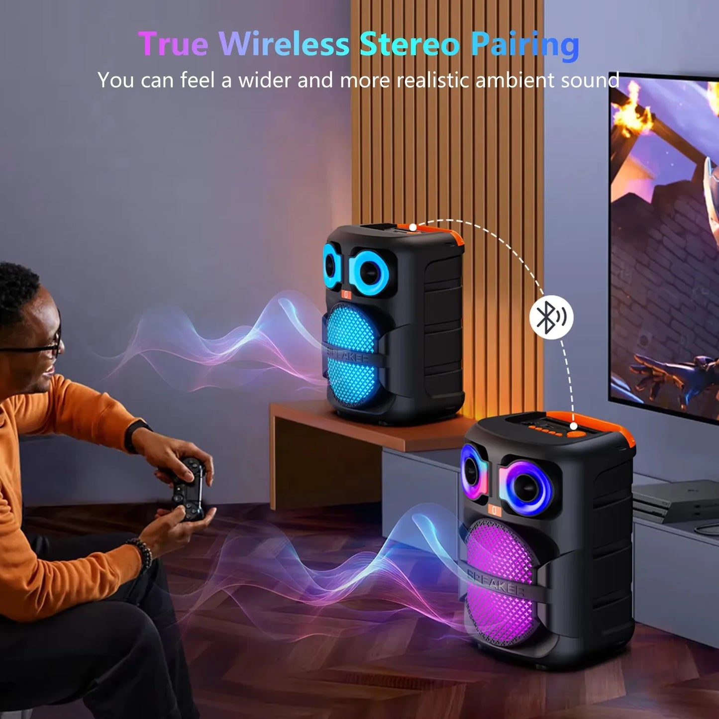 Jyx Karaoke Speaker with Microphones and LED Party Lights