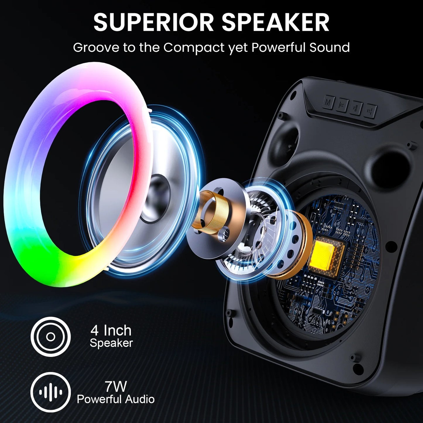 FanFun Karaoke Machine Portable Bluetooth Speaker with Microphone and LED Light