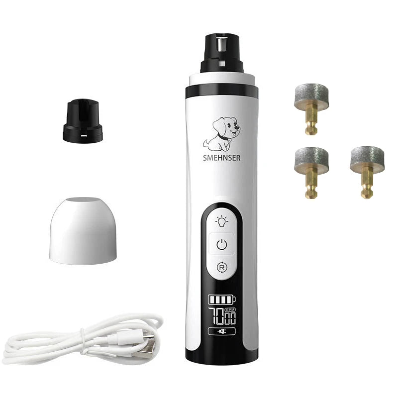 USB Rechargeable Pet Nail Grinder with LCD Screen and LED Light