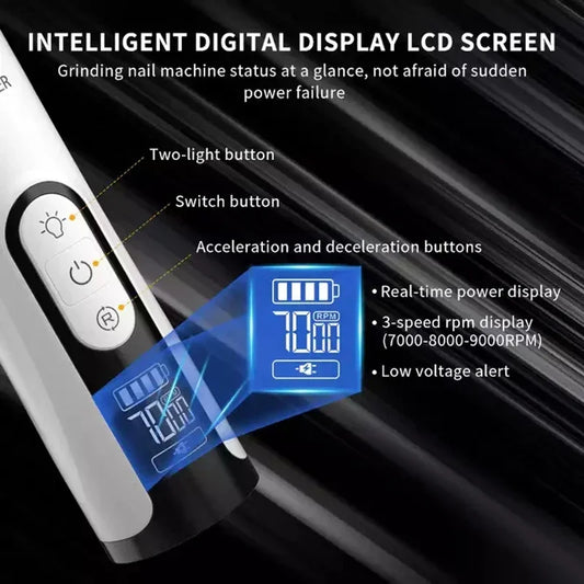 USB Rechargeable Pet Nail Grinder with LCD Screen and LED Light