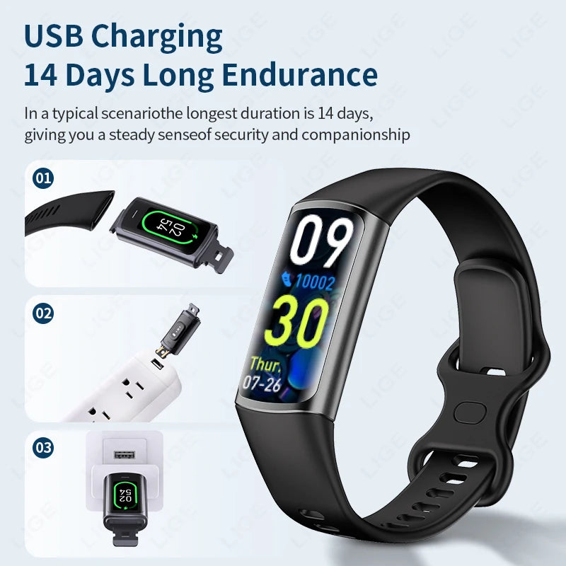 LIGE Smartwatch Fitness Tracker Heart Rate Blood Oxygen Waterproof Bracelet