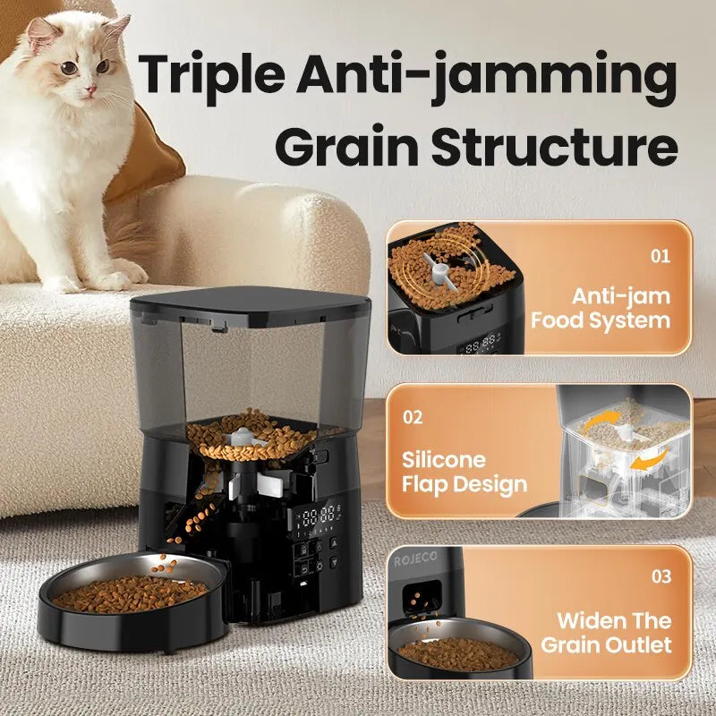 ROJECO Automatic Pet Feeder Smart Dispenser for Cats and Dogs