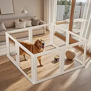 Citylife Dog Playpen with Door Clear Pet Playpen for Indoor Outdoor Easy to Install and Remove Puppy Playpen for Dogs Cats Bun