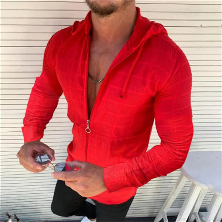 Casual Summer Hoodie Zipper T-Shirt for Men