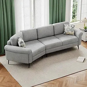 Modern Upholstered 3 Seater Sofa with Printed Pillows