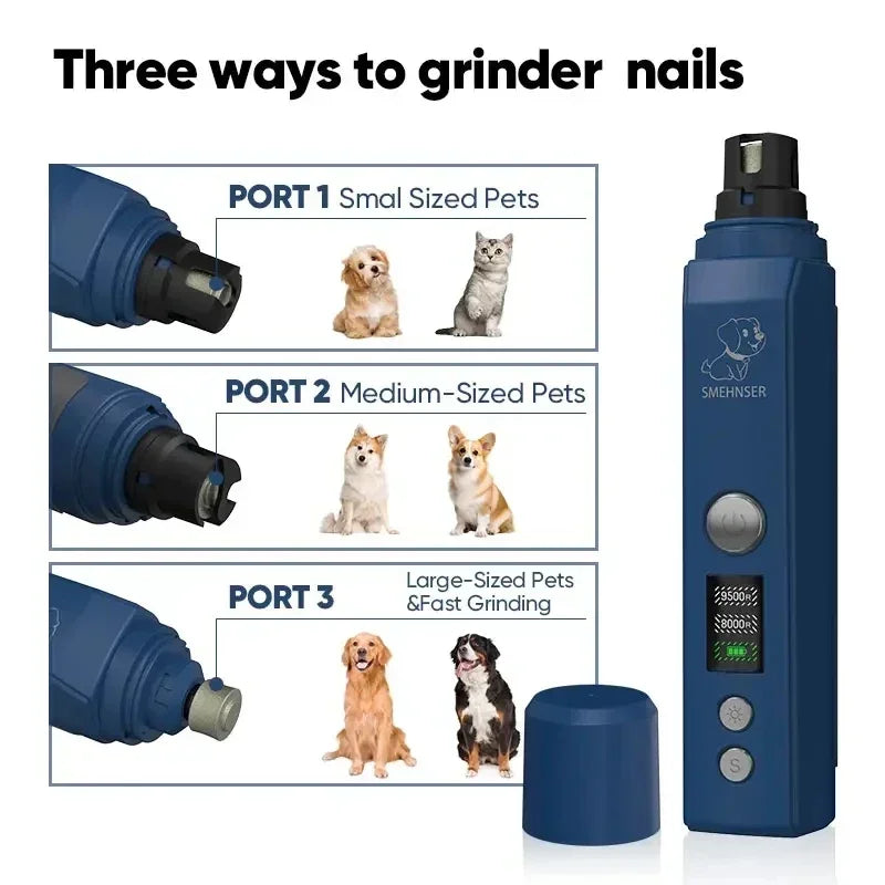 Electric LED Dog Nail Grinder Painless Grooming Tool