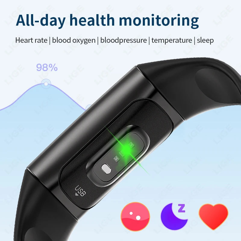 LIGE Smartwatch Fitness Tracker Heart Rate Blood Oxygen Waterproof Bracelet