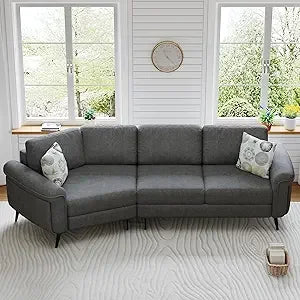 Modern Upholstered 3 Seater Sofa with Printed Pillows