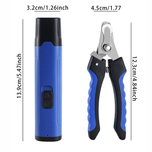 Electric Dog Nail Grinder and Clipper Set with Safety Guard