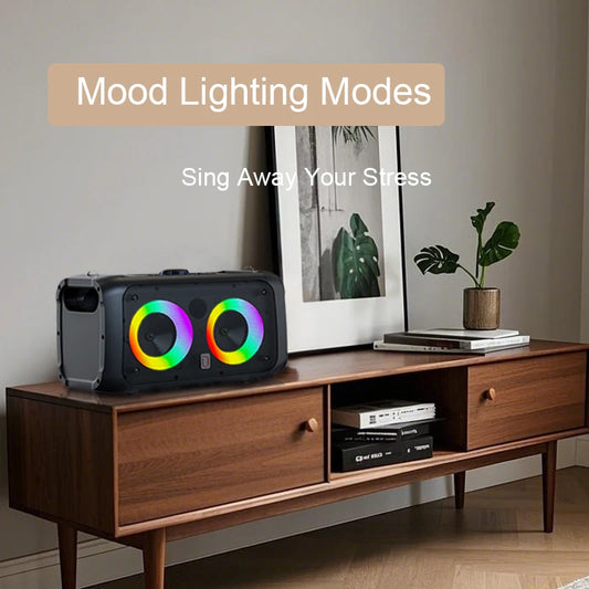 Outdoor Wireless Karaoke Speaker with Stereo Surround and Microphones