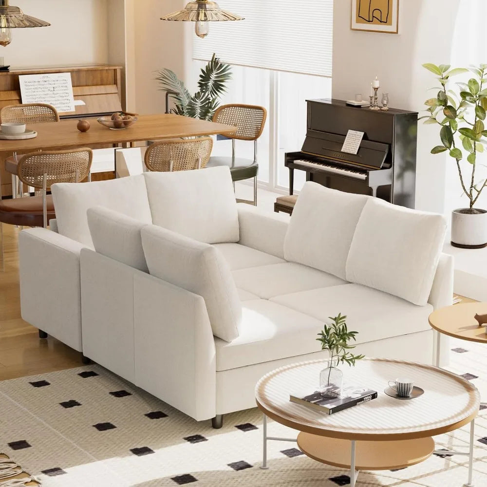 Modern Chenille Modular Sectional Sofa with Storage and USB Chargers