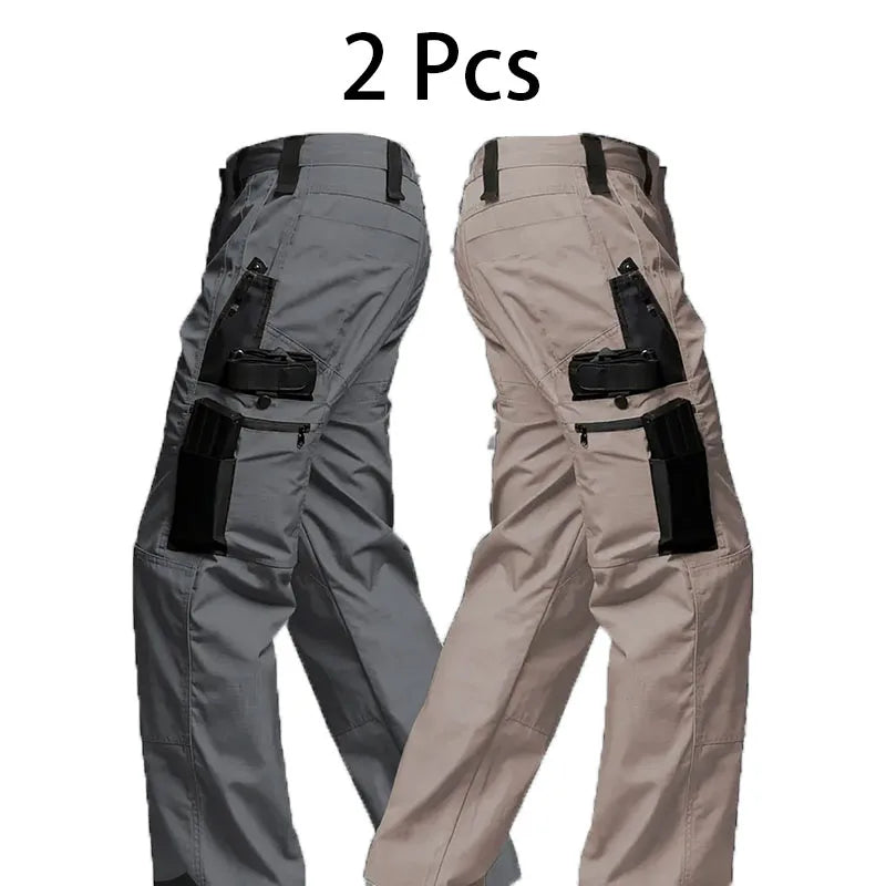 2Pcs Men Tactical Pants Multiple Pockets Training Pants Camo Work Pants Outdoor Sports Trousers Pants