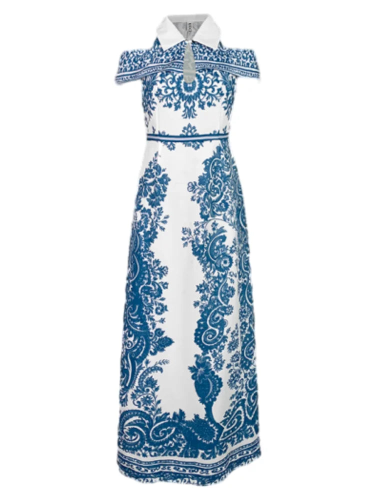 Floral Printed Bodycon Dress For Women Evening Maxi Gown