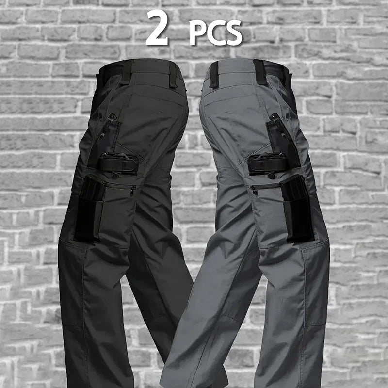 2Pcs Men Tactical Pants Multiple Pockets Training Pants Camo Work Pants Outdoor Sports Trousers Pants