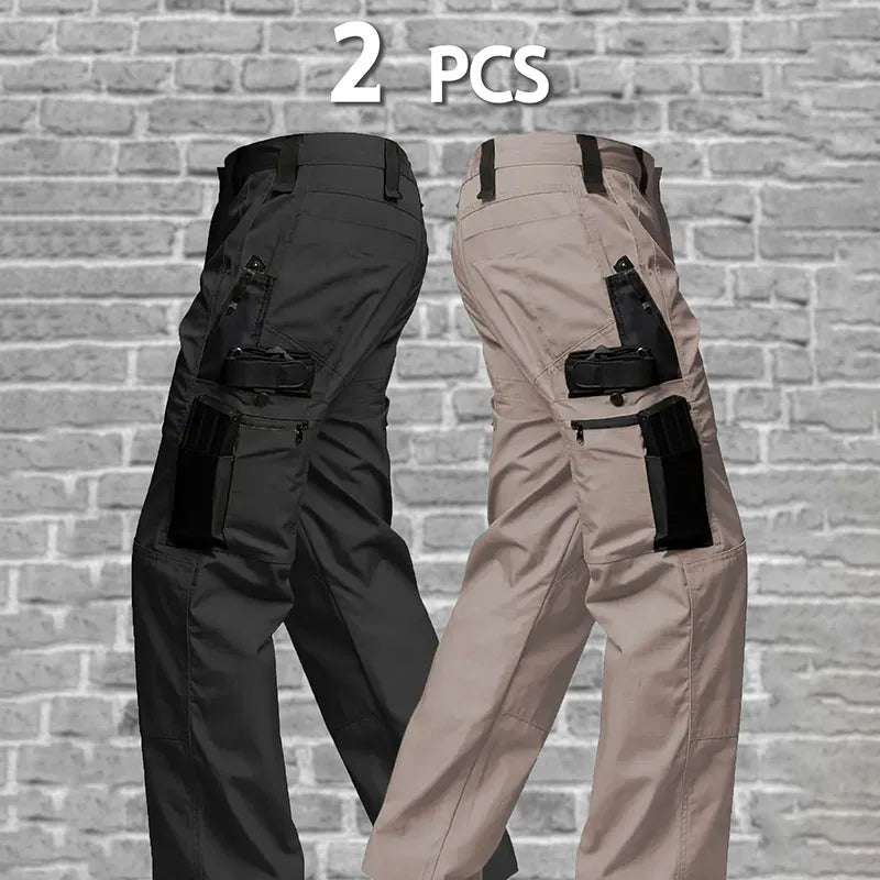 2Pcs Men Tactical Pants Multiple Pockets Training Pants Camo Work Pants Outdoor Sports Trousers Pants
