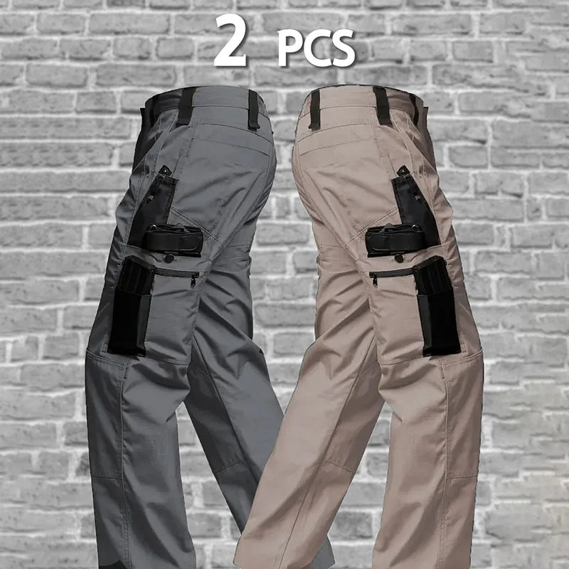 2Pcs Men Tactical Pants Multiple Pockets Training Pants Camo Work Pants Outdoor Sports Trousers Pants