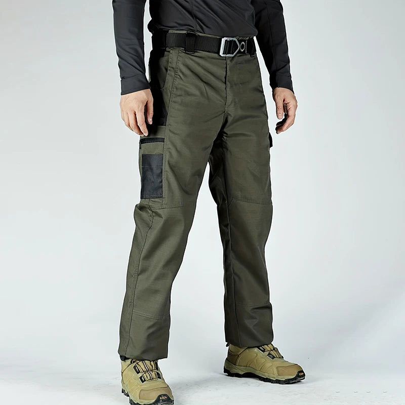 2Pcs Men Tactical Pants Multiple Pockets Training Pants Camo Work Pants Outdoor Sports Trousers Pants