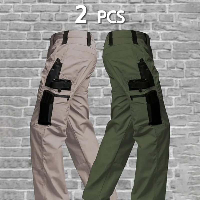 2Pcs Men Tactical Pants Multiple Pockets Training Pants Camo Work Pants Outdoor Sports Trousers Pants