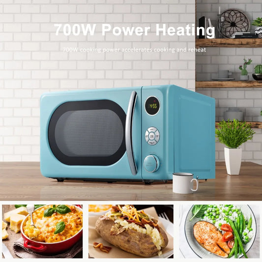 0.7 Cu Ft Retro Desktop Microwave Blue 700W Free Delivery of Kitchen Essentials