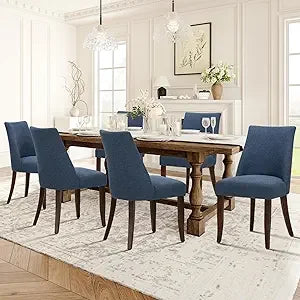 Upholstered Dining Chairs Set of 6 Mid Century Modern Kitchen Chairs with Back Farmhouse Fabric Side Dining Room Chairs