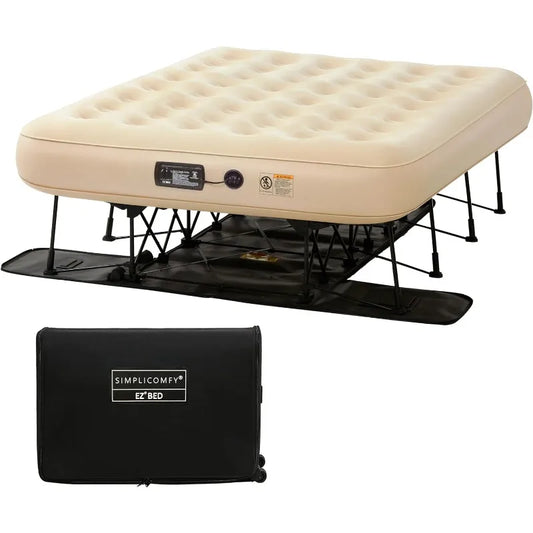 Comfy Queen EZ Bed Self-Inflating Air Mattress with Built-in Frame Pump and Wheeled Case