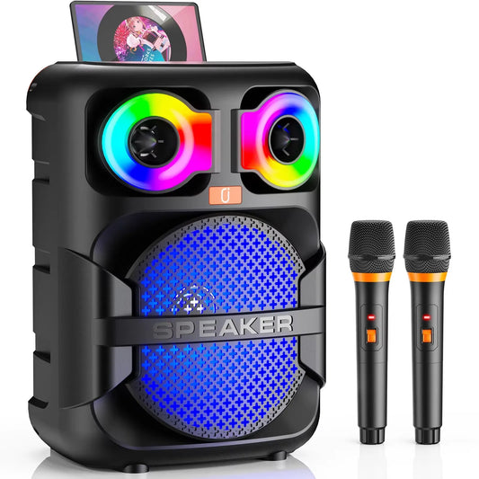 Jyx Karaoke Speaker with Microphones and LED Party Lights