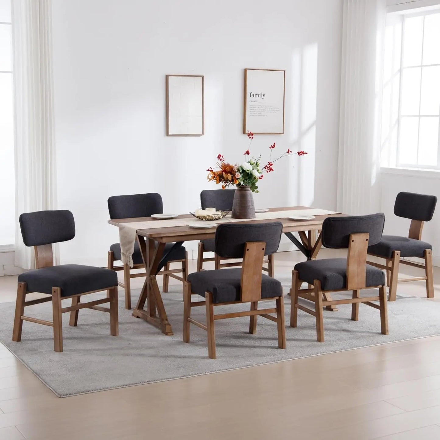 Dining Chairs Set of 4 Farmhouse Kitchen and Dining Room Chairs with Wood Legs Comfy Accent Side Chairs for Dining Living Room