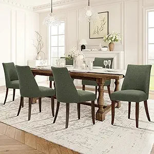 Upholstered Dining Chairs Set of 6 Mid Century Modern Kitchen Chairs with Back Farmhouse Fabric Side Dining Room Chairs